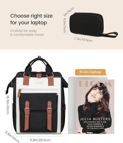 LOVEVOOK Laptop Backpack For Women, Teacher Work Computer Backpack with Laptop Compartment, Nurse Bags Business Laptop Bag Purse, Water-Resistant Travel Back pack College Backpack, 15.6 Inch, Upgraded