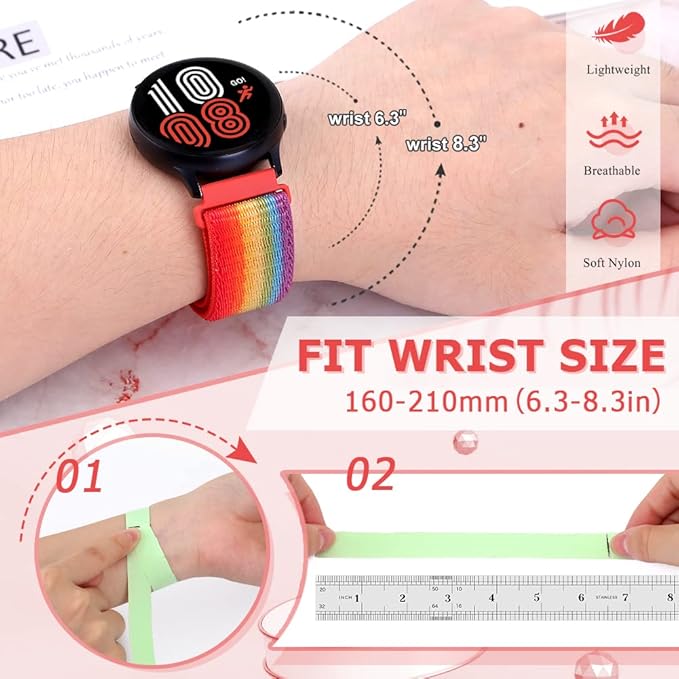 18mm Nylon Sport Quick Release Watch Bands Compatible with Garmin Venu 4 41mm/3S 41mm/Venu 2S/Vivoactive 4S/Vivomove 3S/Active S/Forerunner 265S(42mm)/255S/Fossil Women's Gen 6 42mm/5E 42mm Women Men