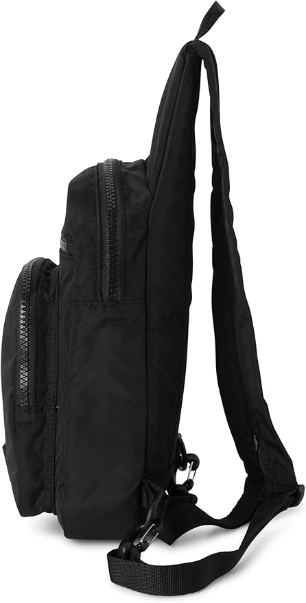 Reebok Unisex Crossbody Sling Bags – Compact Convertible Strap Cross Body Bag Travel Sling Bag - Gym & Travel Essential, Cosmos Black With White Logo