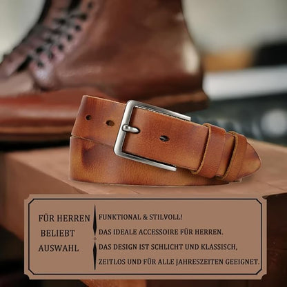 DOOPAI Men's Genuine Leather Casual Belt -Full Grain Leather Belt for Men- 1.5" Handmade Jeans Belt with Gift Box