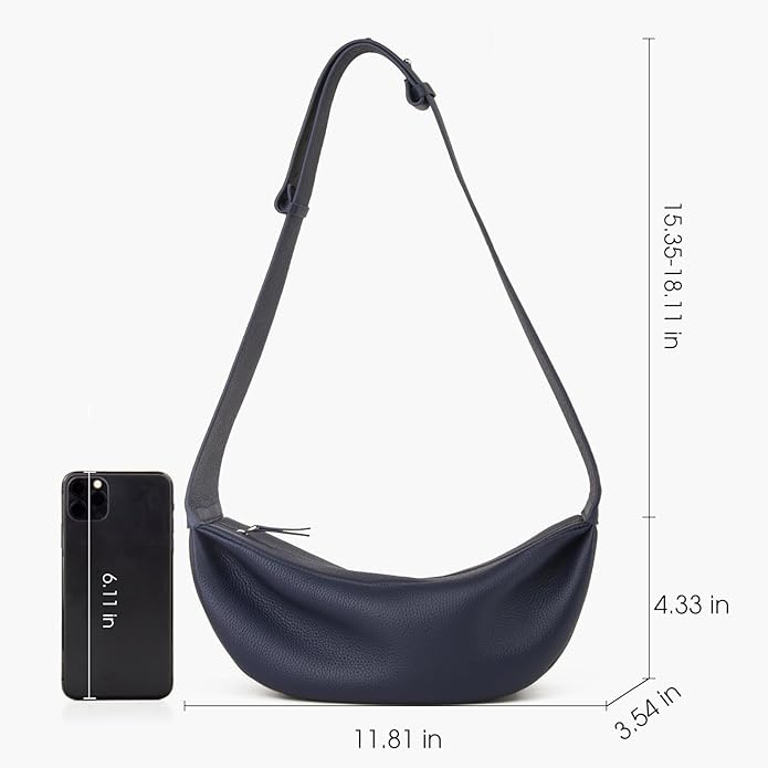 DONNAIN Genuine Leather Sling Bags Crossbody Women, Minimalist Style Casual Chest Bags with Wide Strap