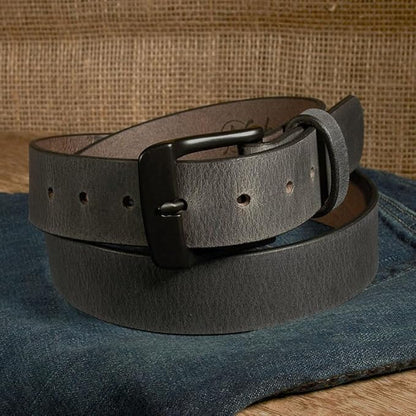 Men's Leather Belt, Made in USA, Full-Grain Leather, Casual Everyday Wear Belts, Amish Handmade 1.5" Width