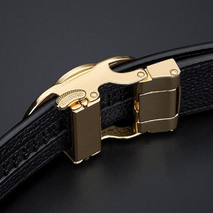 VANNANBA Mens Ratchet Belts Genuine Leather Designer Belt with Automatic Buckle Alloy Gift for Men
