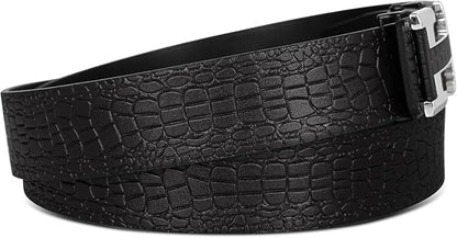 Aurolran Men&Womens Leather Dress Belt Business Automatic Buckle Belt Color-Black Silver Gold