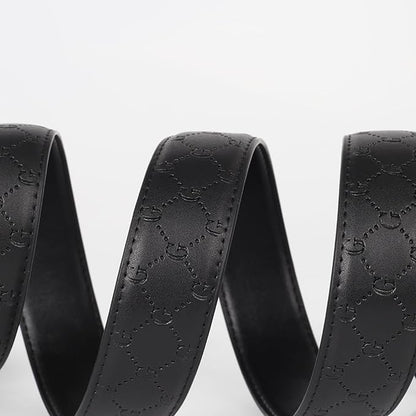 Aurolran Men&Womens Leather Dress Belt Business Automatic Buckle Belt Color-Black Silver Gold