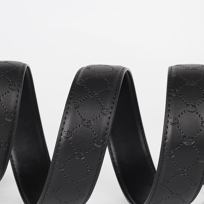 Aurolran Men&Womens Leather Dress Belt Business Automatic Buckle Belt Color-Black Silver Gold