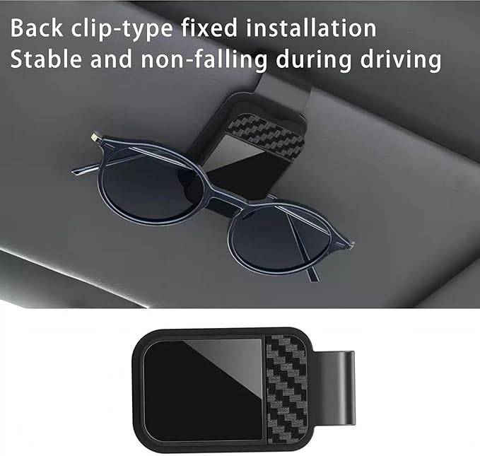 Car Visor Organizer, ABS Sunglasses Holder Clip with Document & Card Pockets, Multi-Pocket Sun Visor Storage for Truck SUV Van (Black)