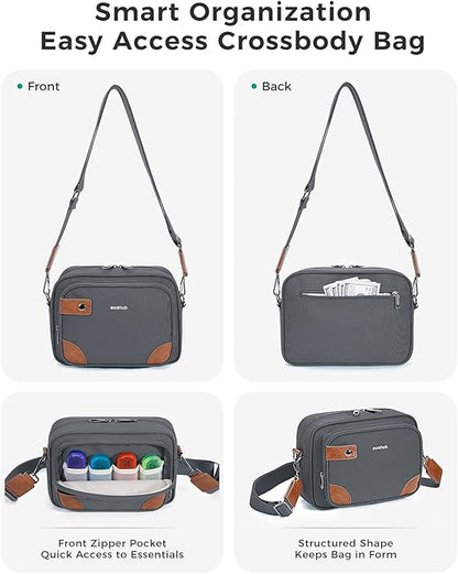 ECOHUB Crossbody Bag for Women Men, Multi Pocket Anti-Theft Travel Purse with RFID Blocking, Oxford PU Shoulder Bag