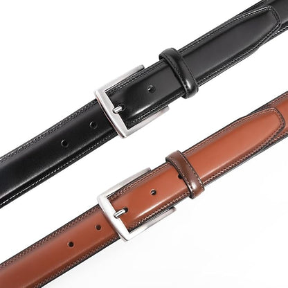 Mens Genuine Leather Dress Belt for Men, Handmade, 100% Cow Leather,Classic Casual and Business Belt Prong Buckle