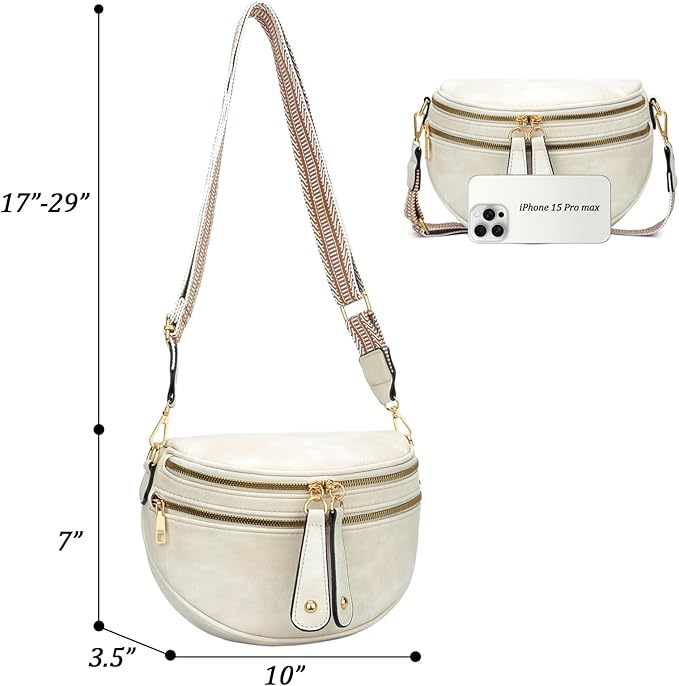 KKXIU Crossbody Sling Bag for Women Trendy Fanny Pack Vegan Leather Chest Bag | Trendy