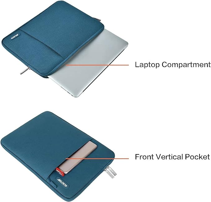 MOSISO Laptop Case 12.3 inch, 11.6-12.3 inch Laptop Sleeve Compatible with MacBook Air 11.6, Acer HP Dell Lenovo Samsung, Surface Pro, Polyester Vertical Computer Sleeve Bag with Pocket, Deep Teal