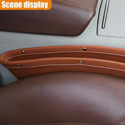 Car Seat Gap Filler Organizer, L-Capacity Leather Automotive Interior Storage Box, Universal Vehicle Side Seat Gap Filler Accessories for Keys, Phones, Glasses (Brown)