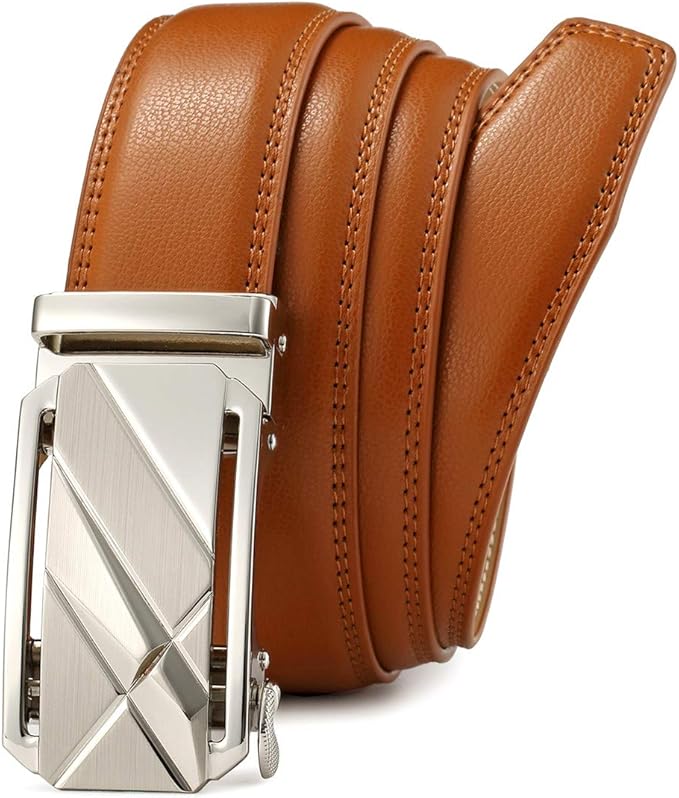 Lingli Men's Belt,Ratchet Dress Belt with Automatic Buckle Brown/Black-Trim to Fit-35mm wide