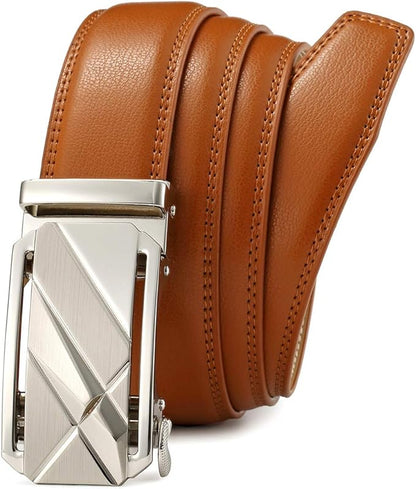 Lingli Men's Belt,Ratchet Dress Belt with Automatic Buckle Brown/Black-Trim to Fit-35mm wide