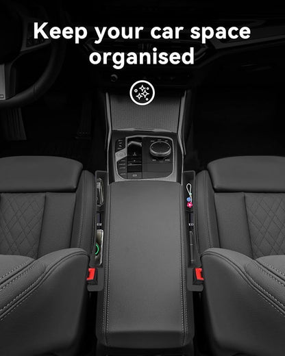 Car Seat Gap Filler, Seat Gap Organizer with Phone Holder, Car Seat Accessories, Car Organizer Fit Car SUV Truck-2PCS Black