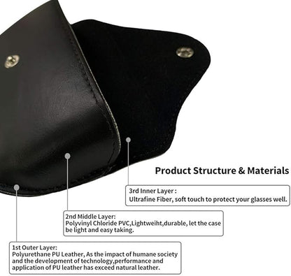 LogHog Portable Leather Glasses Case,Flexible Sunglasses Pouch Slim Case for Women Men Horizontal Eyeglass Case