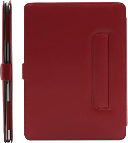 MOSISO Case Compatible with MacBook Air 13.6 inch M4 M3 M2 2025-2022 /Air 13 M1 2022-2018 /Pro 13 inch M2 M1 2025-2016, PU Leather Portfolio Protective Stand Cover, Red