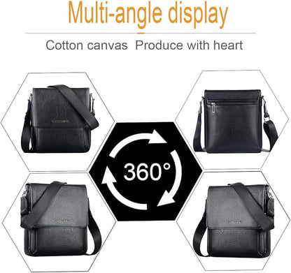 Leathario Men's Crossbody Bag, Vegan Leather, Shoulder Purse Side Sling Satchel, Small Messenger for Travel Work Daily