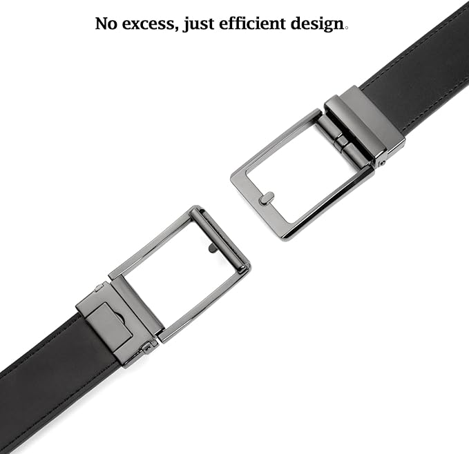 Founders & C Men's Leather Ratchet Comfort Click Belt Dress with Slide Buckle -Adjustable Trim to Fit