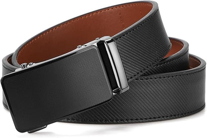 BOSTANTEN Mens Belt Leather Ratchet Belt For Men Dress and Casual with Adjustable Buckle, Trim to Fit