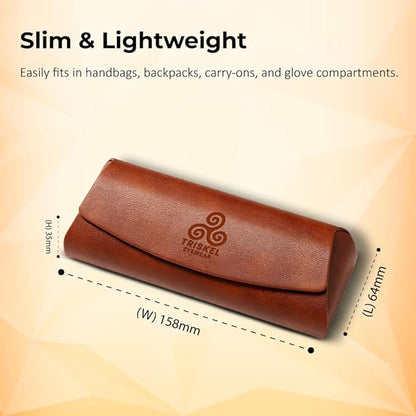 Triskel Curved-Top Eyewear Case – Hard Shell PU Leather Glasses Case with Soft Lining, Lightweight with Magnetic Closure