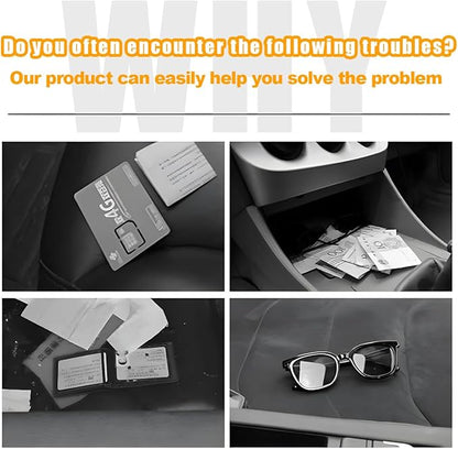 Car Sun Visor Organizer, Leather Multi Pocket Vehicle Visor Storage Pouch for Sunglasses Card License, Multifunctional Auto Interior Organization Accessories, Universal Fit (Brown)