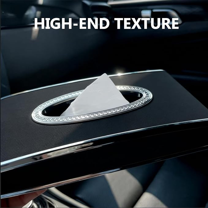 Leather Car Tissue Box for Car Interior, Multi-Function Tissue Holder with Visor Clip, Armrest & Back Seat Napkin Organizer, Vehicle Tissue Dispenser Accessories (Black Hanging)