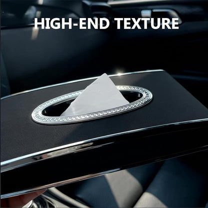 Leather Car Tissue Box for Car Interior, Multi-Function Tissue Holder with Visor Clip, Armrest & Back Seat Napkin Organizer, Vehicle Tissue Dispenser Accessories (Black Hanging)
