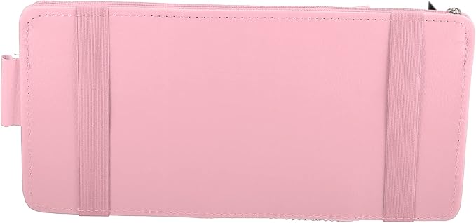 X AUTOHAUX Car Sun Visor Organizer Auto Interior Accessories Car Sunglass Holder Pocket Storage Pouch Organizer with Zipper Pink