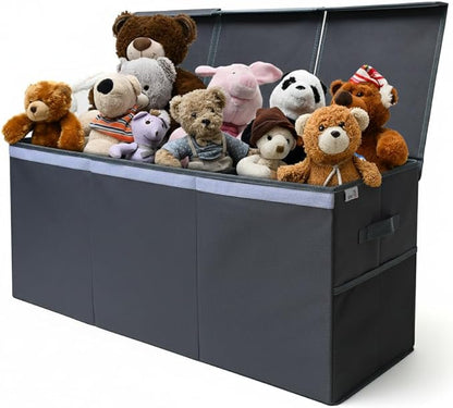 SoftOwl Extra Large Toy Storage Organizer with Lid - Sturdy, Collapsible Toy Chest Storage Box Design - Toys Bin with Dividers for Kids, Nursery, Bedroom, Playroom 37"x16"x14"