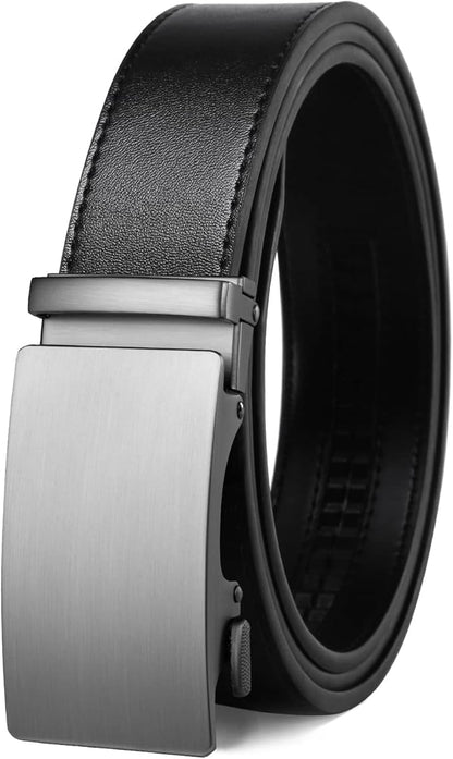 Founders & C Men's Ratchet Belt 1 3/8",Leather Dress Belt Adjustable with Click Sliding Buckle Trim to Exact Fit