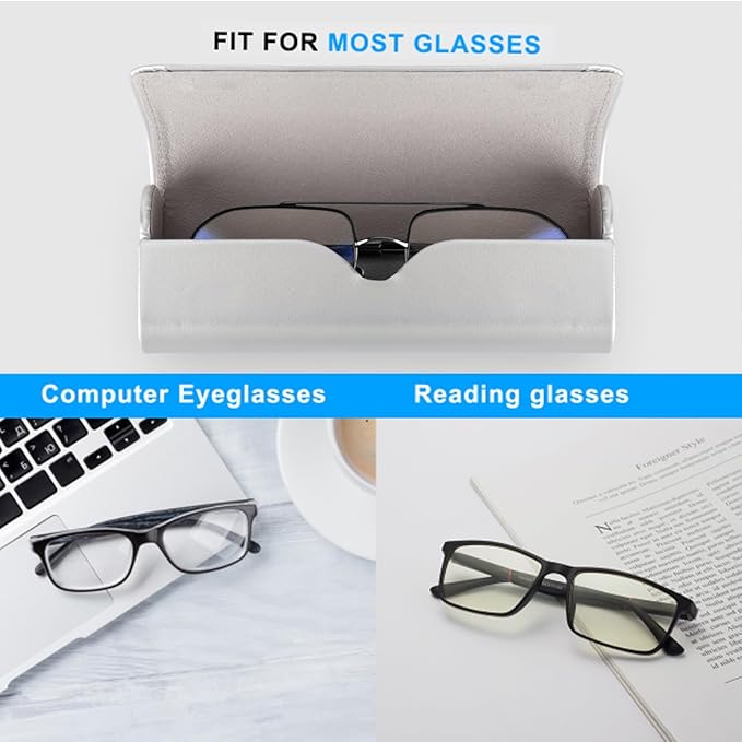 RayLove Glasses Case Hard Shell, Travel Sunglasses Case, Leather Hard Eyeglass Case for Women, Reading Glasses Case for Men