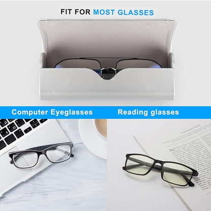 RayLove Glasses Case Hard Shell, Travel Sunglasses Case, Leather Hard Eyeglass Case for Women, Reading Glasses Case for Men