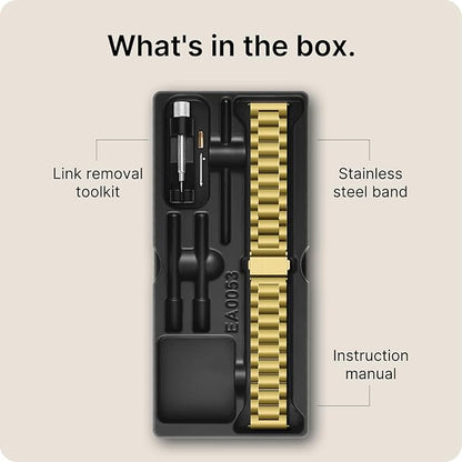 Fullmosa 18mm Stainless Steel Watch Band, Quick Release Metal Replacement Strap with Removable Links, Includes Spring Bars & Link Removal Tool for Men Women (Golden)