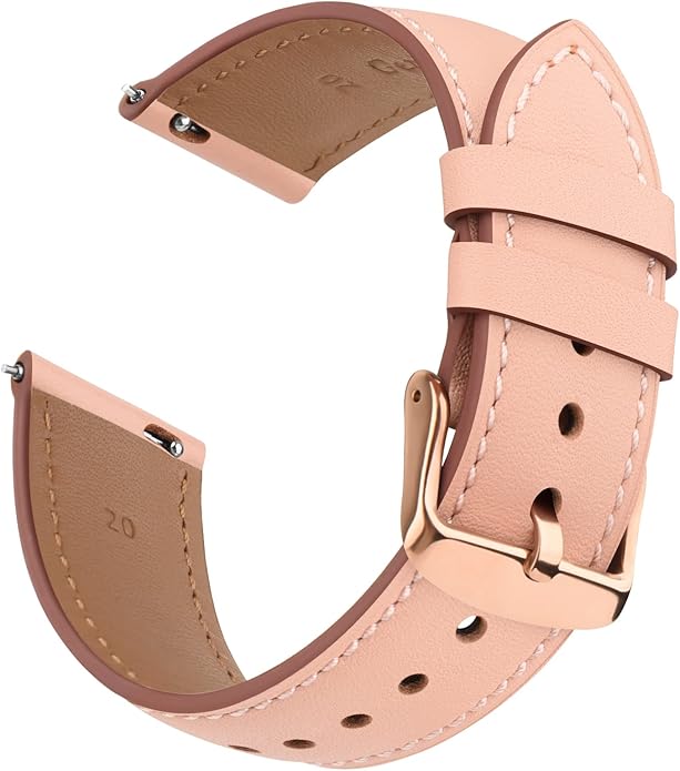 Vancle Quick Release Genuine Leather Watch Band 20mm 22mm Watch Strap, Top Grain Leather Watch bands for Men Women