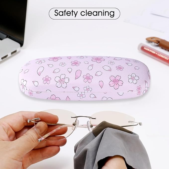 PERFECTSIGHT Hard Shell Eyeglasses Case, PU Leather Protective Glasses Case, Cute Eyeglass Case for Women Men Girls
