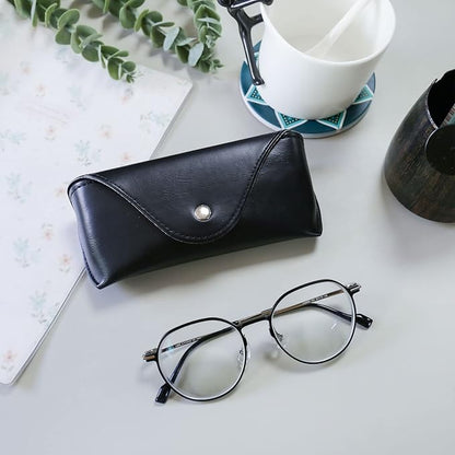 LogHog Portable Leather Glasses Case,Flexible Sunglasses Pouch Slim Case for Women Men Horizontal Eyeglass Case