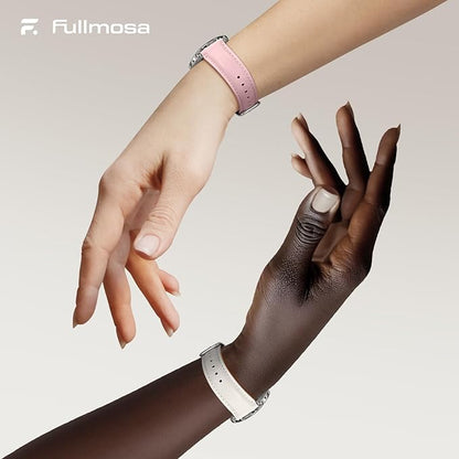 Fullmosa 18mm 20mm 22mm 24mm Leather Watch Bands, 2 Pack Soft Quick Release Watch Strap Compatible with Garmin Vivoactive 5/6/4/3, Venu 4/3S/2S, Samsung Galaxy Fossil Amazfit for Men Women,18mm White+Pink/Silver+Silver