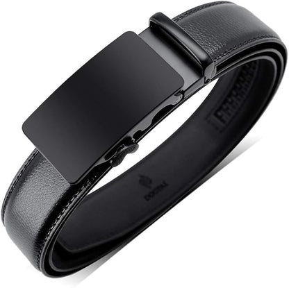 DOOPAI Belt Men, Ratchet Dress Adjustable 1 3/8" Sliding Leather Designer, Size Length Can be Cut, with Gift Box