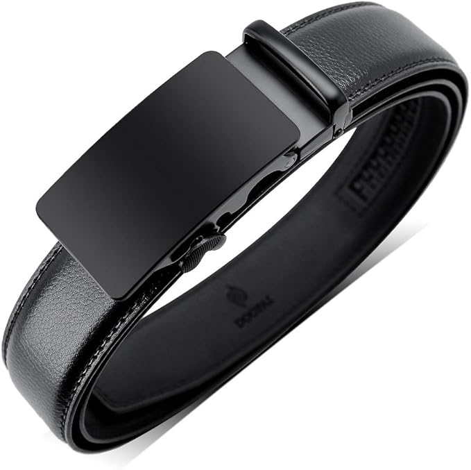 DOOPAI Belt Men, Ratchet Dress Adjustable 1 3/8" Sliding Leather Designer, Size Length Can be Cut, with Gift Box