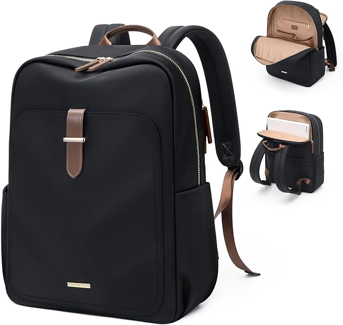 Laptop Backpack for Women,Casual Work Business Backpacks Purse Carry on Travel Backpack,15.6 Inch,Black