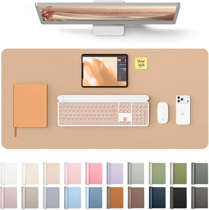 YSAGi Leather Desk Protector, Office Mat, Large Mouse Mat, Non-Slip PU Leather Blotter, Laptop Desk Pad, Waterproof Writing Pad for Office and Home (Latte, 31.5" x 15.8")