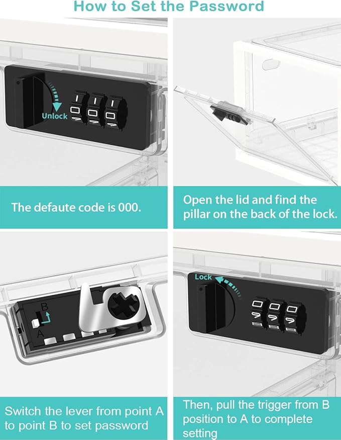 Large Medicine Lock Box for Safe Medication, Lockable Storage Box for Fridge/Snacks Food, Phone Lock Boxes with Combination Code for Home/Dorms/Office Storage Lockers