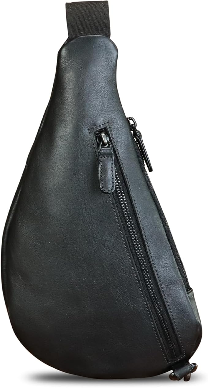 Genuine Leather Sling Bag for Men and Women Vintage Real Leather Crossbody Chest Bags Backpack Purse for Travel Hiking