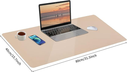 Leather Desk Pad, Mouse Pad, Non-Slip Desk Protector Mat, Leather Desk Blotter, Computer Desk Pad, Waterproof Desk Mat for Office Home Decor - Beige (31.5×15.7 Inches)