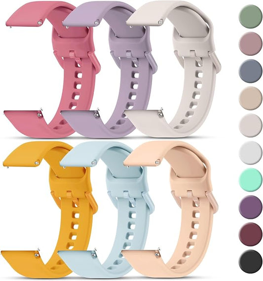 Tobfit 20mm 22mm Watch Bands Quick Release Watch Straps with Color Matched Metal Buckle, Soft Silicone Breathable Replacement Sport Watch Wristbands for Women Men