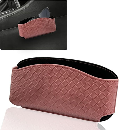 Sunglasses Holder for Car Visor, Leather Auto Glasses Storage Case, Car Sun Visor Eyeglasses Holder Protective Box, Universal Automotive Interior Accessories for Man Women (Red)