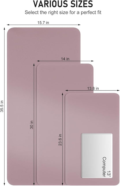 Desk Pad, 23.6" x 13.8" PU Leather Non-Slip Desk Mat Large Mouse Pad for Desktop, Waterproof Laptop Computer Writing Mat for Office, Home, Work, Gaming, Dark Pink