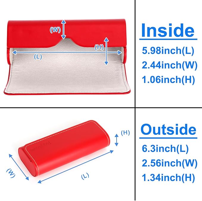 RayLove Glasses Case Hard Shell, Travel Sunglasses Case, Leather Hard Eyeglass Case for Women, Reading Glasses Case for Men