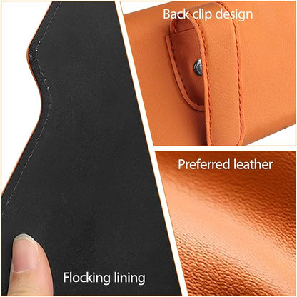 Zpana Sunglass Holder for Car Visor, Leather Auto Eyeglasses Sun Visor Organizer Case with Hidden Magnetic Closure, Auto Protective Glasses Storage Box, Universal for SUV RV Truck (Orange)